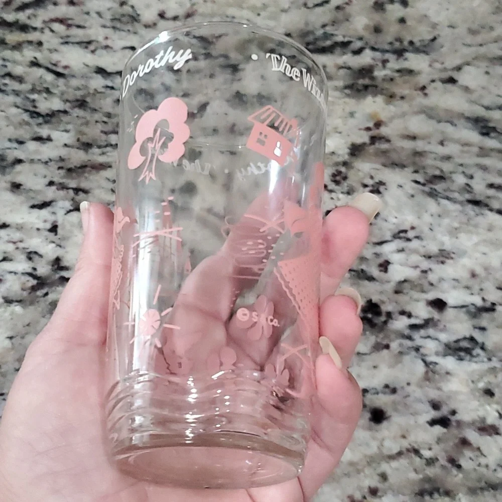 Vintage Pink The Wizard of Oz Dorothy Glass Tumbler